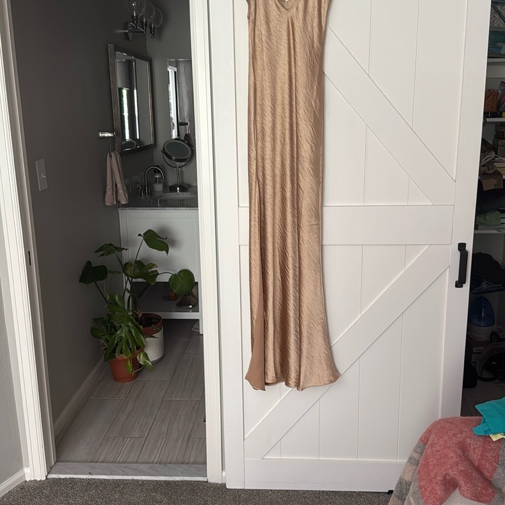 gold silky satin dress
